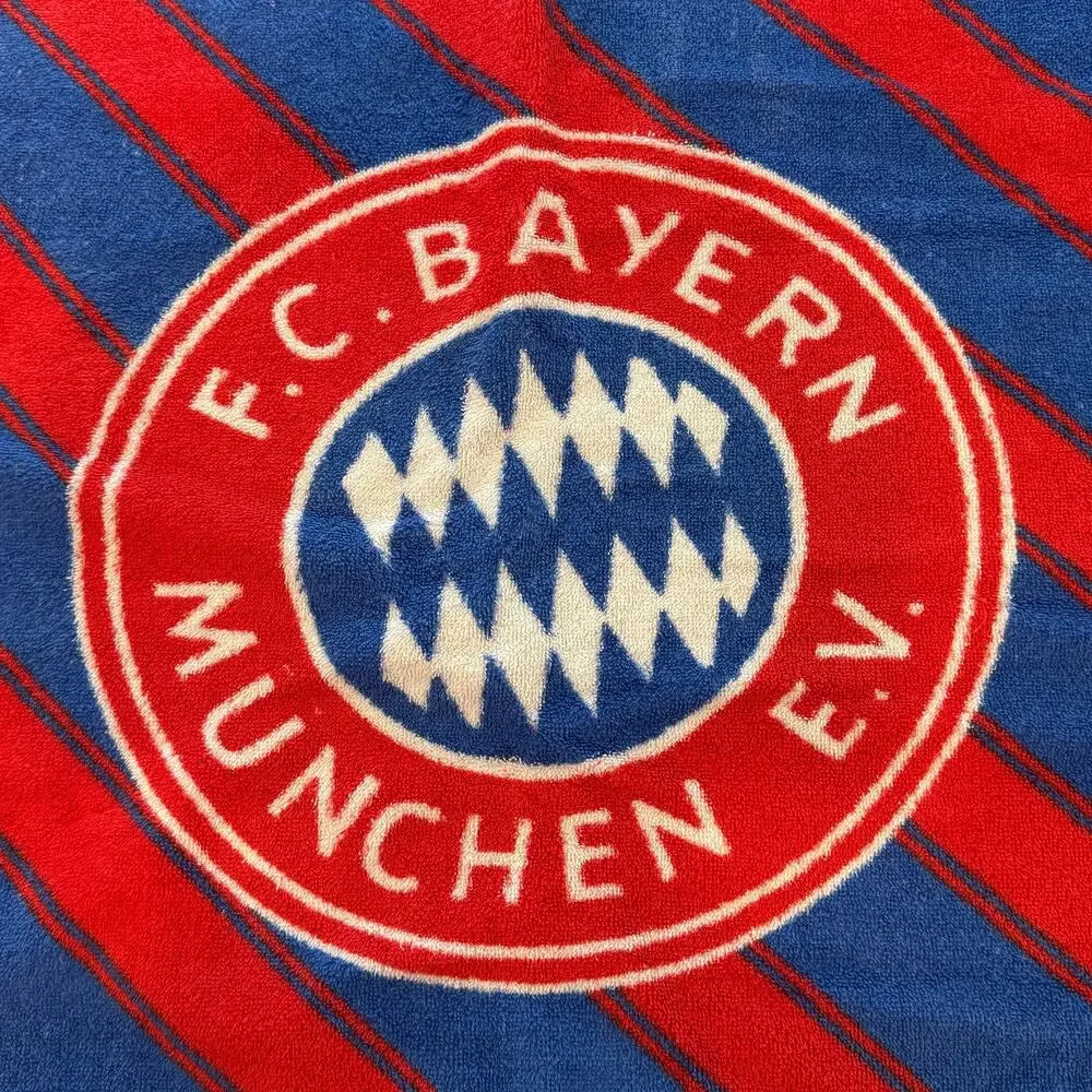 Vintage 1990s FC Bayern Munich Soccer Towel Germany Football 100% Cotton